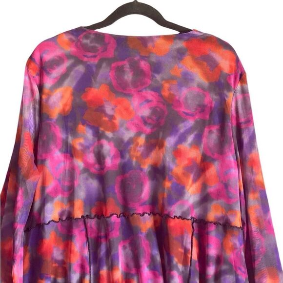 TopShop Lettuce Edge Mesh Mini Tea Dress in Pink Rose. Size 2XL. - Picture 8 of 12